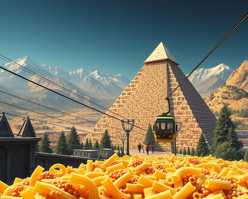 macaroni, pyramid, cable car